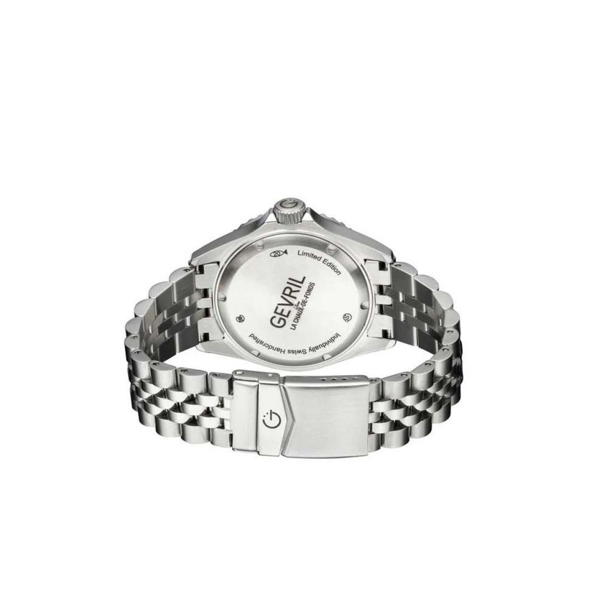 Gevril Men's Wall Street GMT Black Dial Ceramic BATMAN Stainless Steel Bracelet Watch 4954B Heren Horloge