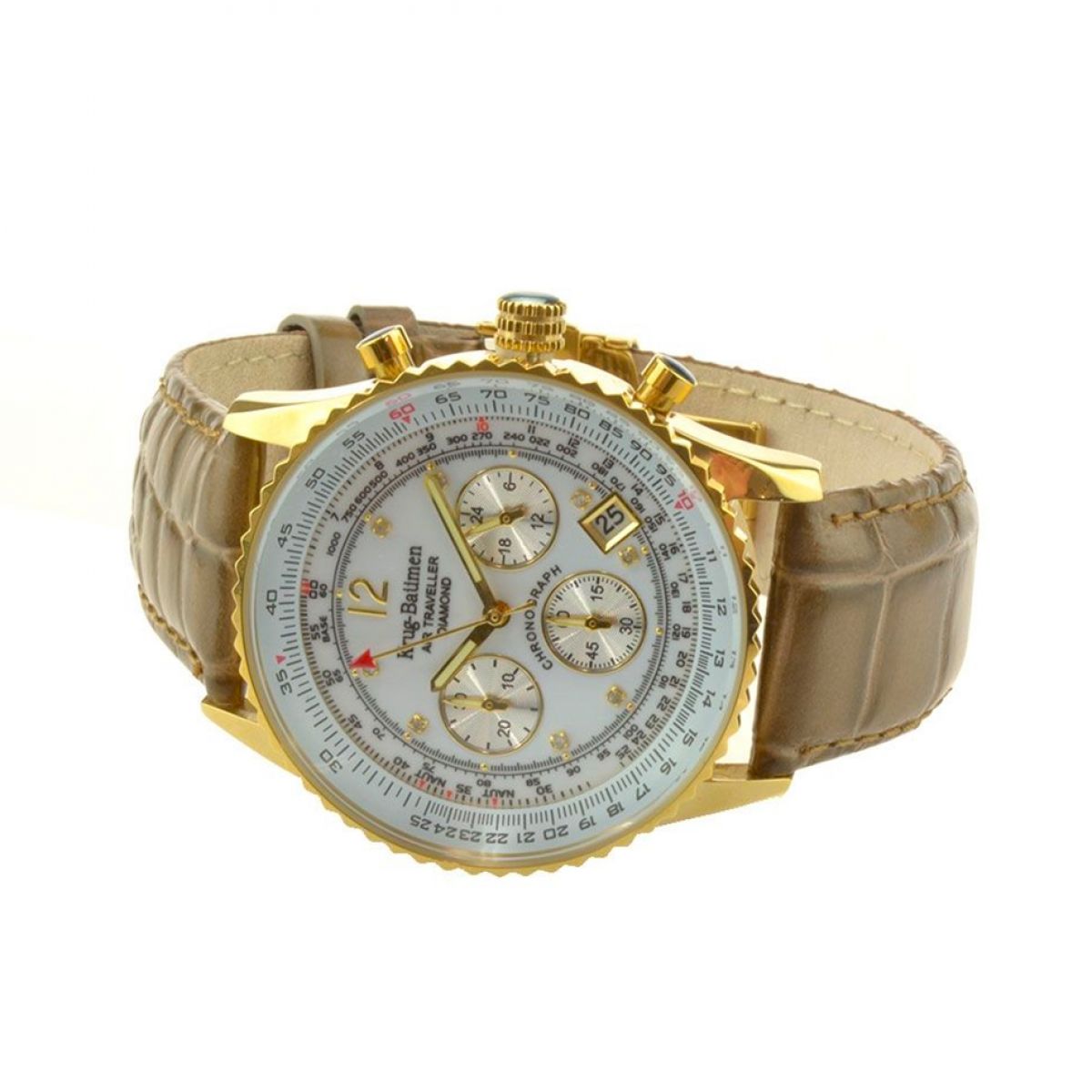 Krug Baumen Air Traveller Diamond 400201DS Heren Horloge 40mm 3 ATM