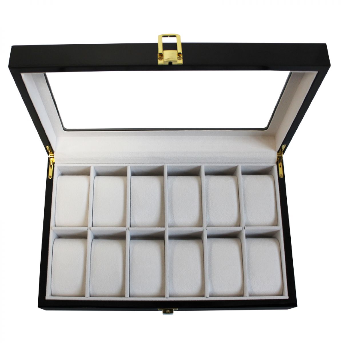 Luxe klassieke houten horlogebox voor 12 horloges | Zwart
