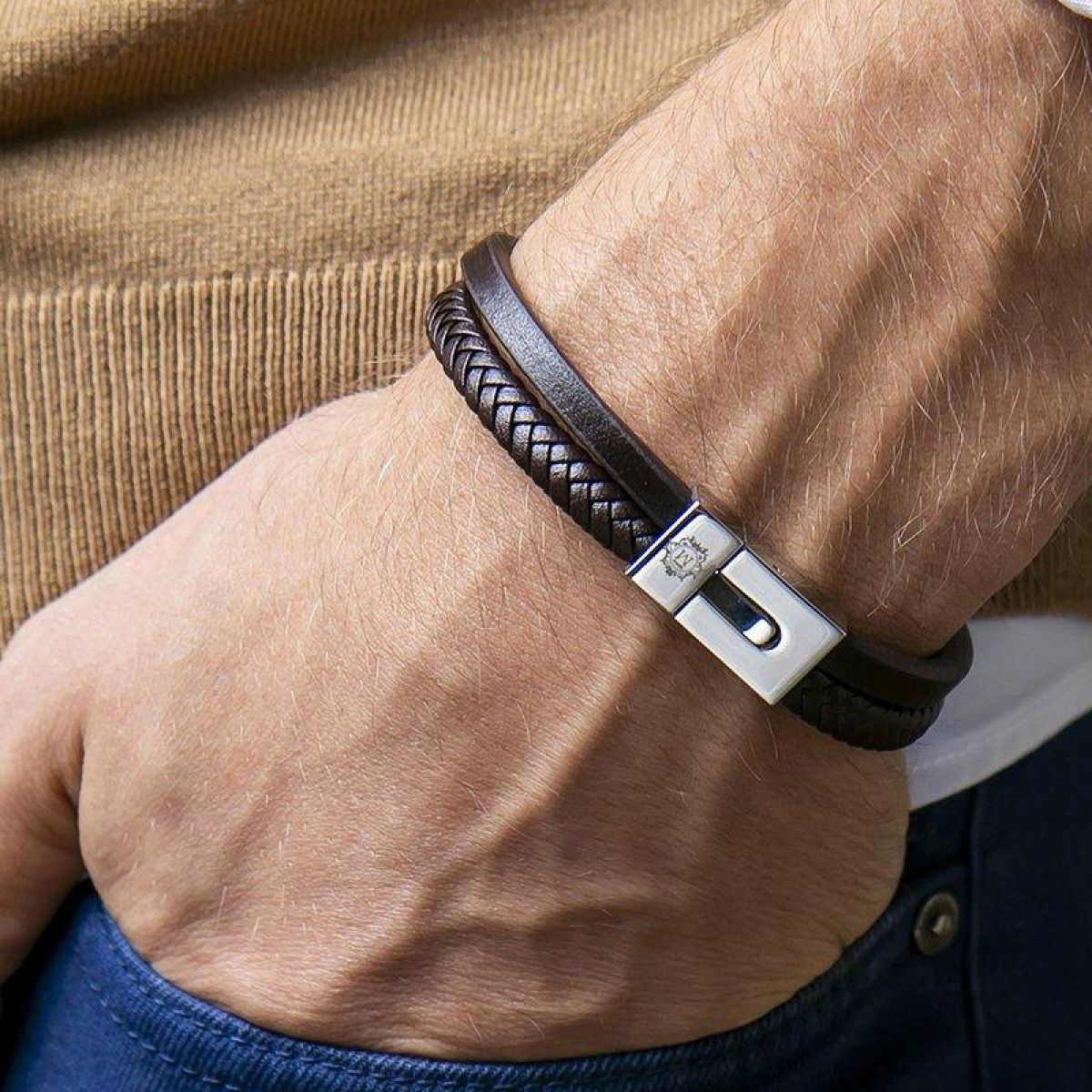 Monomen Men's Genuine Nappa Leather Bracelet MM10822SO