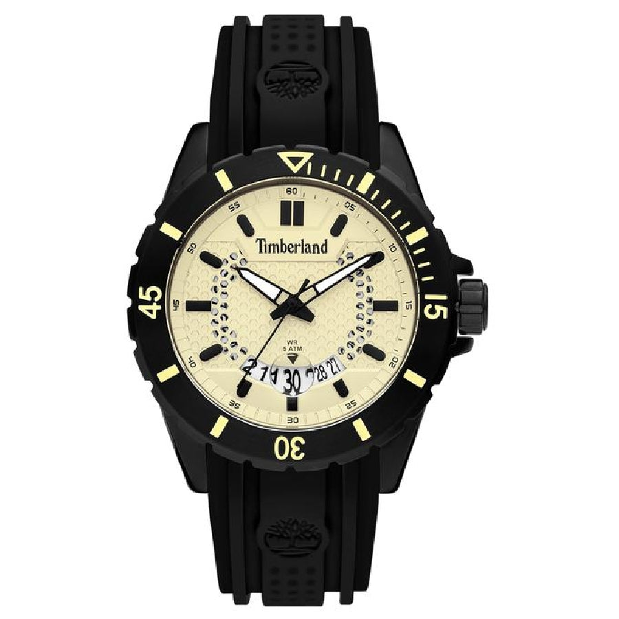 Timberland 15578JSB-14P Heren Horloge MEDFORD46MMBEIGE3HDATEBLACKSILICONmm 5 ATM