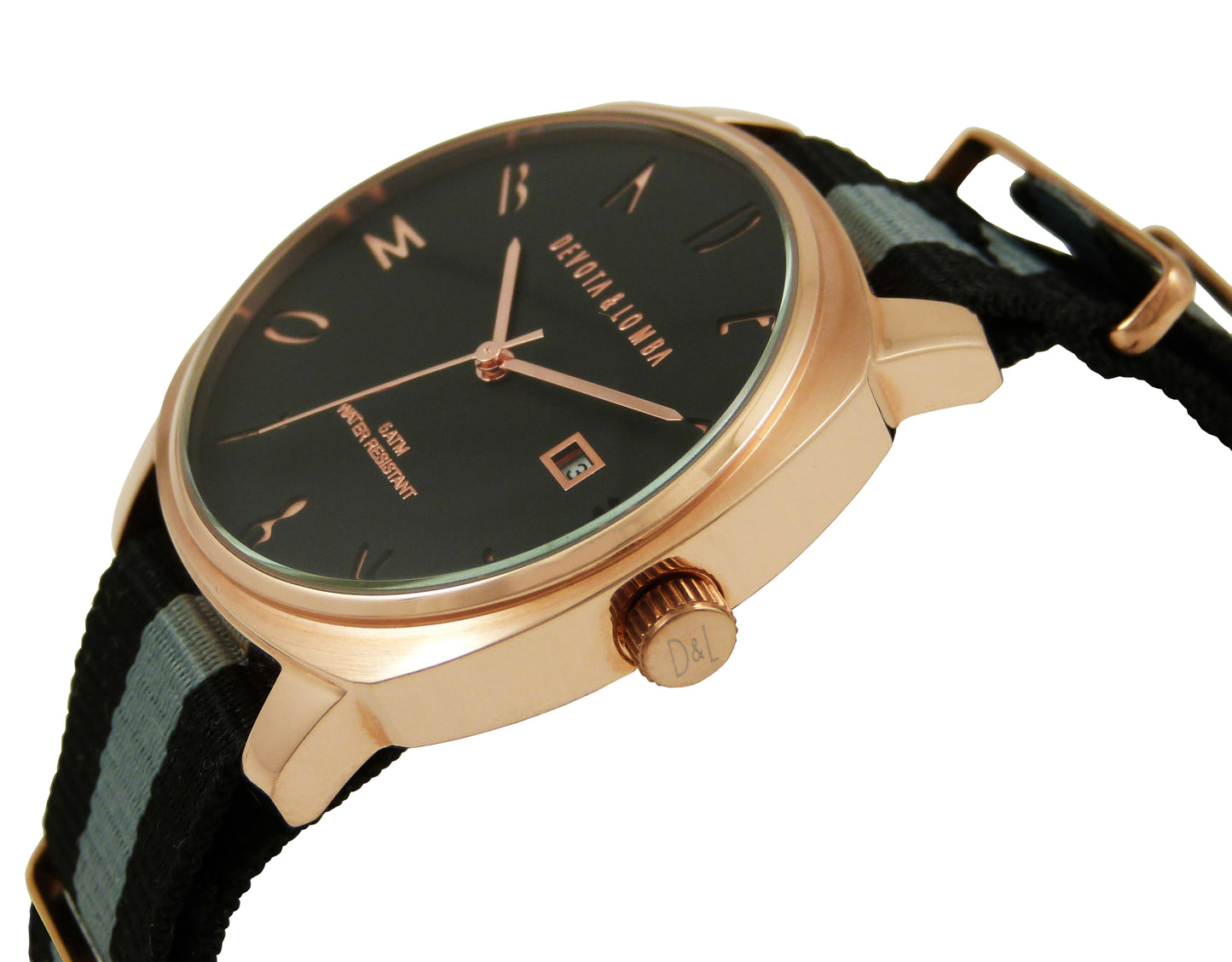 Devota & Lomba DL008MSPBK-GR-03BLACK Heren Horloge 42mm 5 ATM