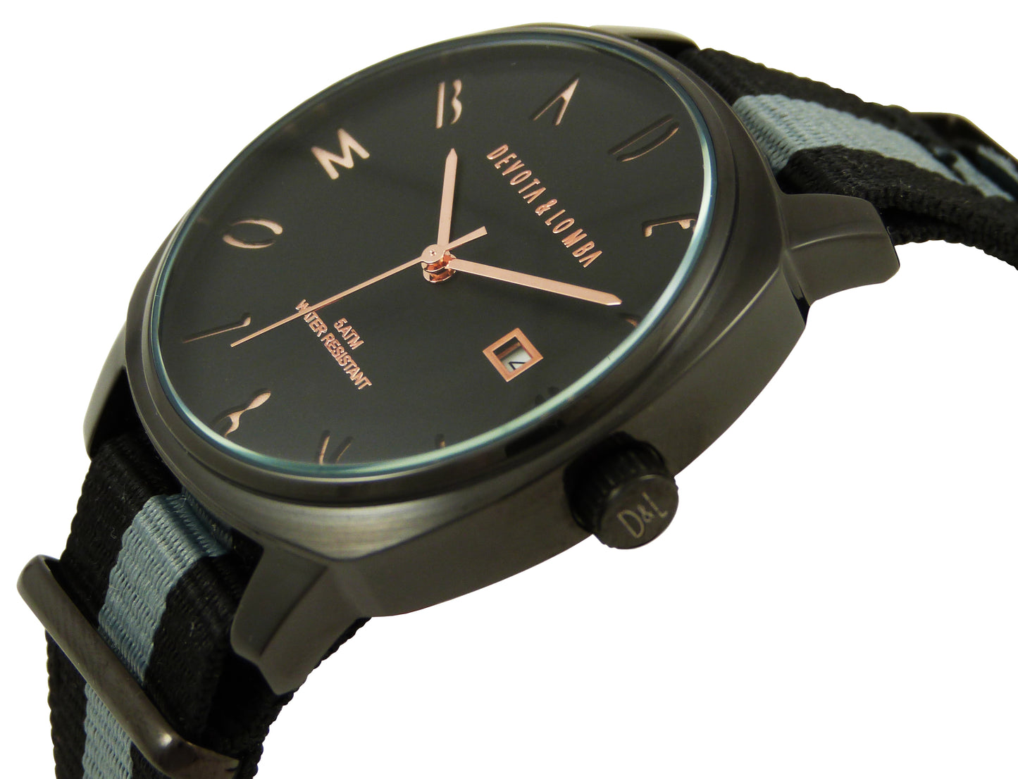 Devota & Lomba DL008MSPBKGR-04BLACK Heren Horloge 42mm 5 ATM