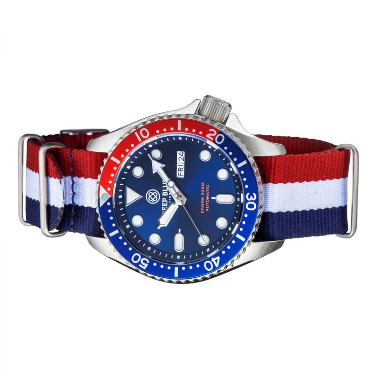 Deep Blue Watches MILPEPNYLONRWB Heren Horloge Automatic 44mm 300M