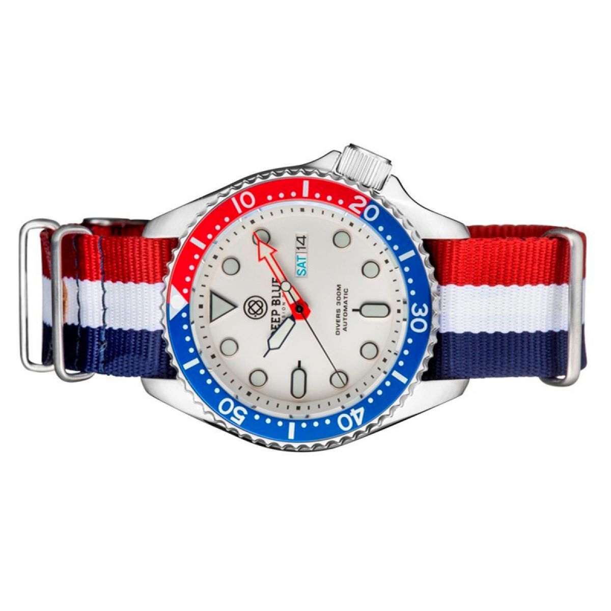 Deep Blue Watches MILPEPSWHITRWB Heren Horloge Automatic 44mm 300M
