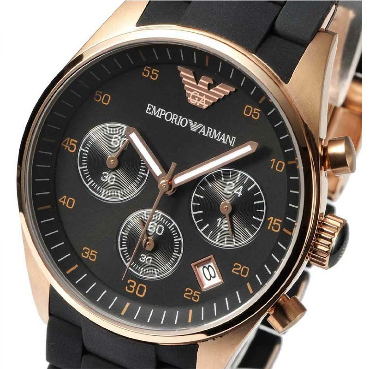 Emporio Armani Rose Goud Zwart Chronograph 38mm |  AR5906 