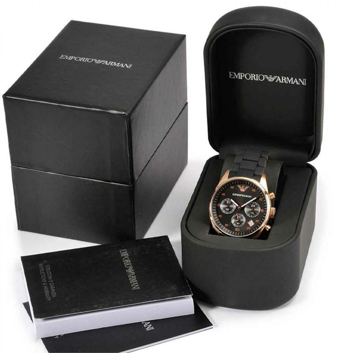 Emporio Armani Rose Goud Zwart Chronograph 38mm |  AR5906 