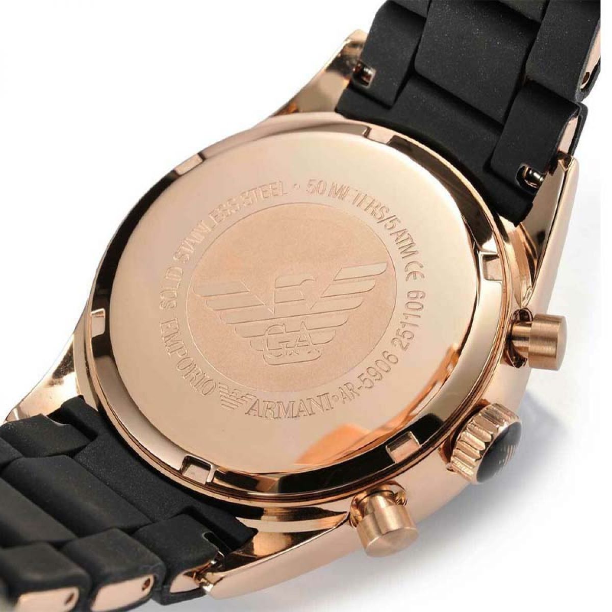Emporio Armani Rose Goud Zwart Chronograph 38mm |  AR5906 