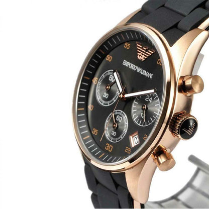 Emporio Armani Rose Goud Zwart Chronograph 38mm |  AR5906 