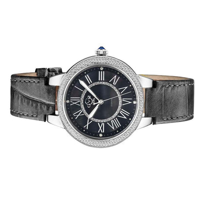 Gevril GV2 Astor II Women's Black Dial Black leather band Watch 9143-L7