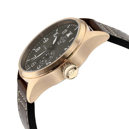 Gevril GV2 Men's Aeuronautica Grey Dial Brown Calfskin Leather Watch 18004 Heren Horloge