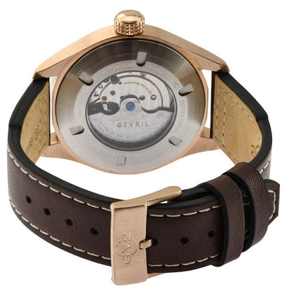 Gevril GV2 Men's Aeuronautica Grey Dial Brown Calfskin Leather Watch 18004 Heren Horloge