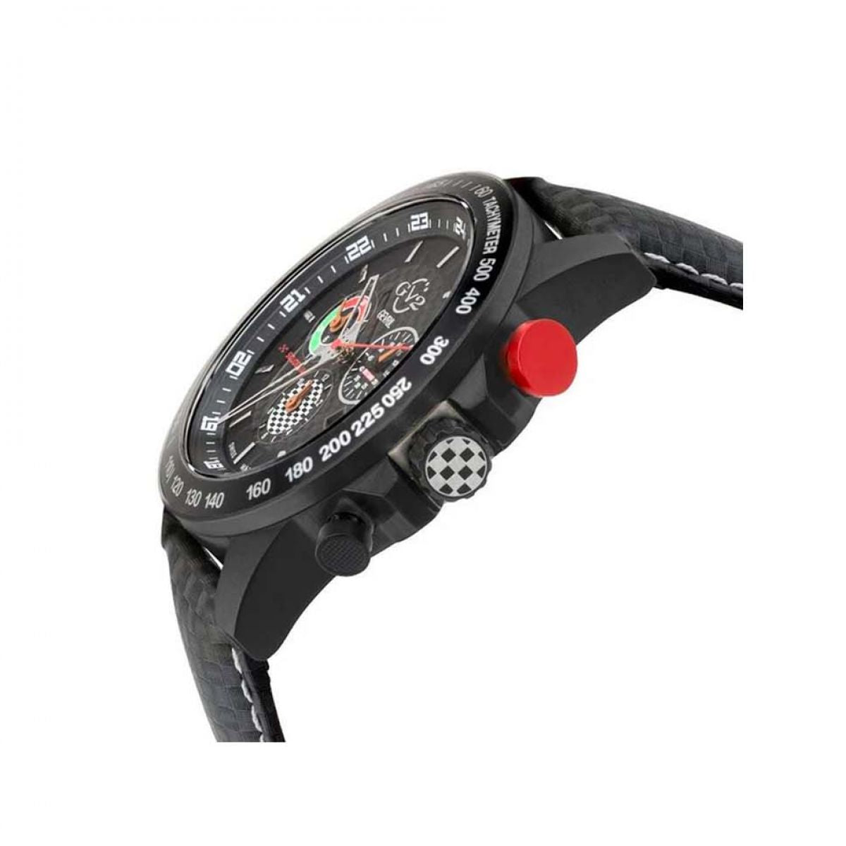 Gevril GV2 Men's Scuderia Black Dial Black Leather Chronograph Date Watch 9923