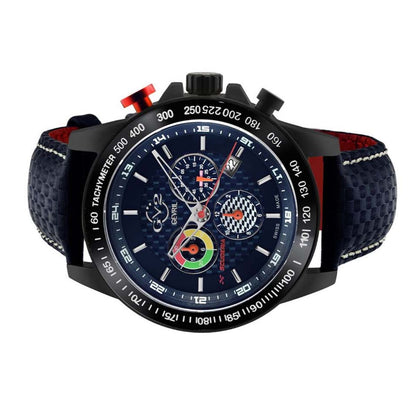 Gevril GV2 Men's Scuderia Blue Dial Blue Leather Chronograph Date Watch 9924