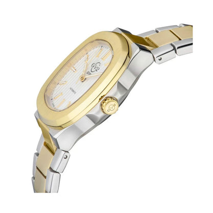 GV2 Automatic Men's Potente White Dial Two Tone Gold Bracelet Watch 18103 Heren Horloge