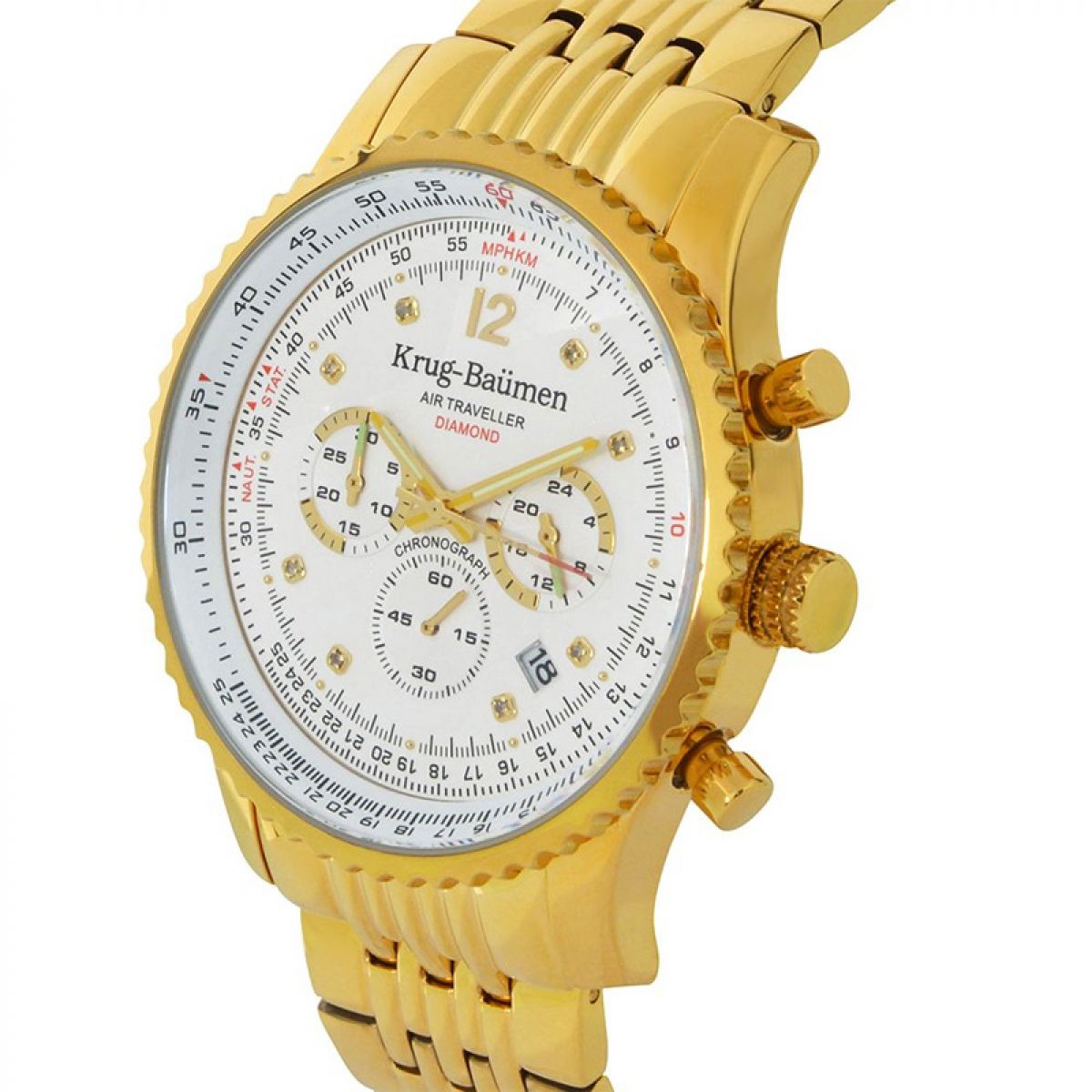 Krug Baümen 610101DS Air Traveller Diamond 46mm Horloge Heren