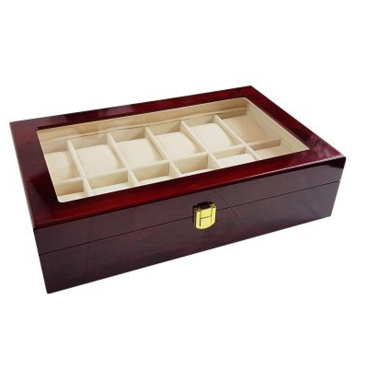 Luxe klassieke houten horlogebox voor 12 horloges Rood Watch2Day