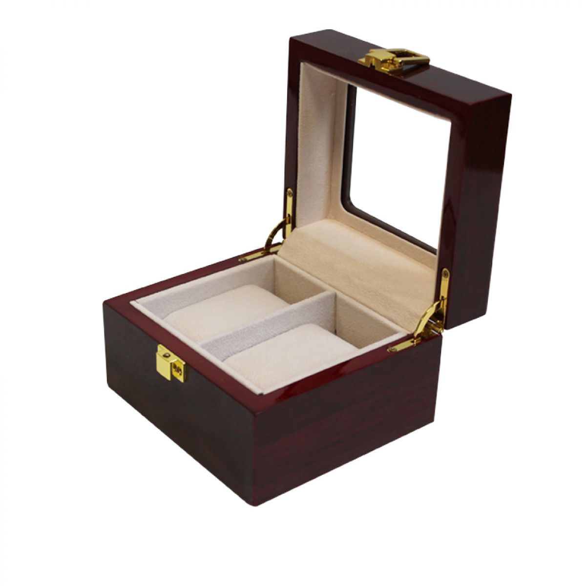 Luxe klassieke houten horlogebox voor 2 horloges | Rood