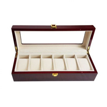 Luxe klassieke houten horlogebox voor 6 horloges | Rood