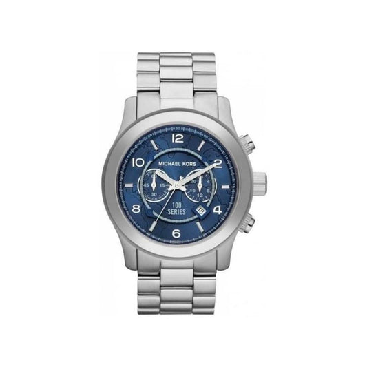 Michael Kors Blue Dial Runway 45 mm staal | MK8314