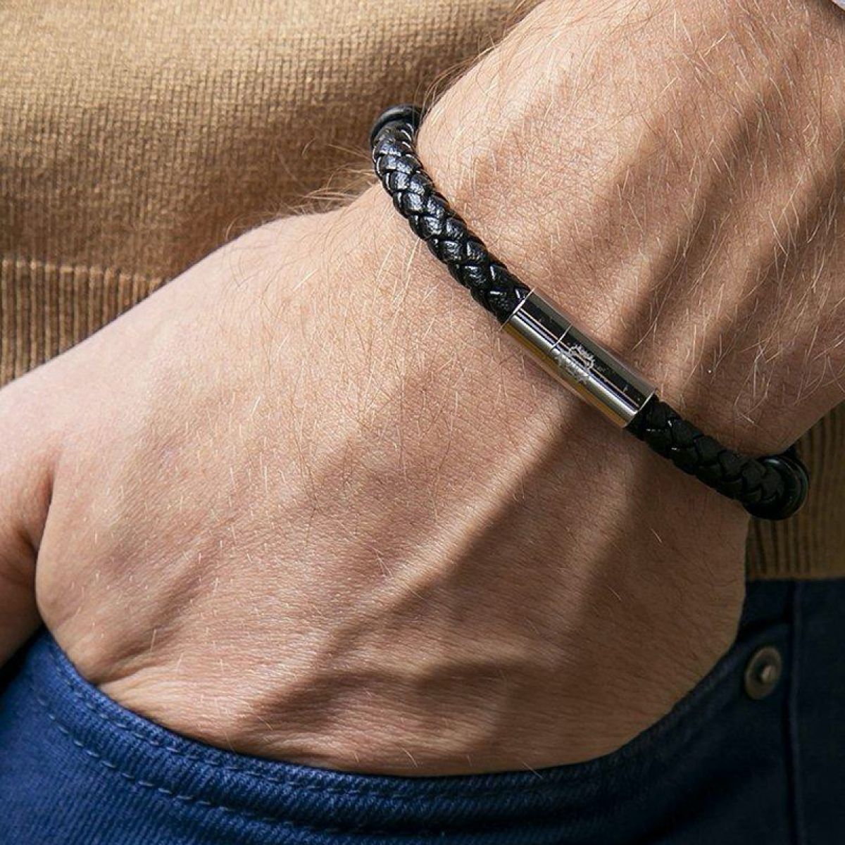Monomen Men's Genuine Nappa Leather Bracelet MM10828SB