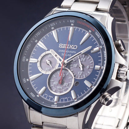 Seiko Solar Chronograph 45 mm staal | SSC495P1